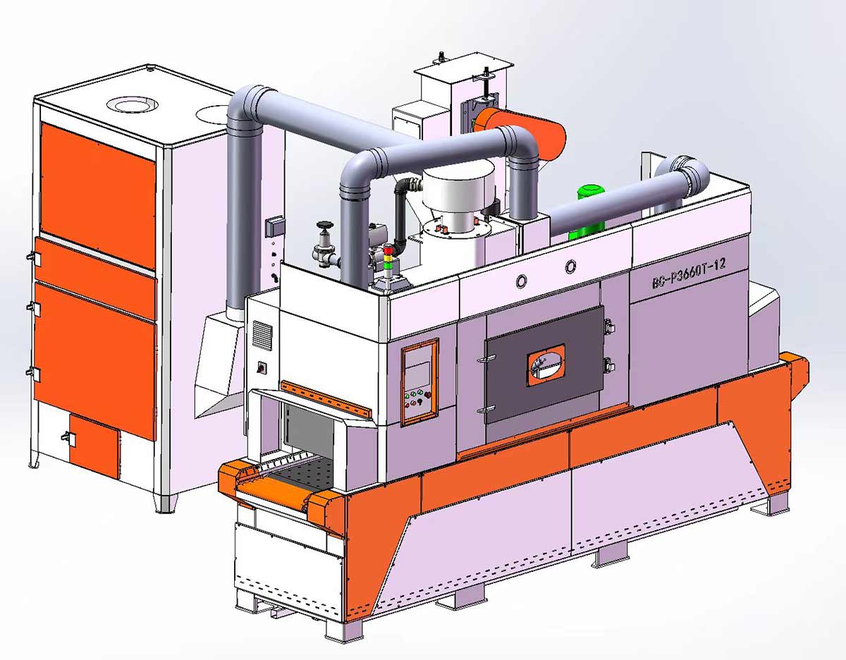 深圳百超生產廠家制造的輸送式自動噴砂機效果圖片
